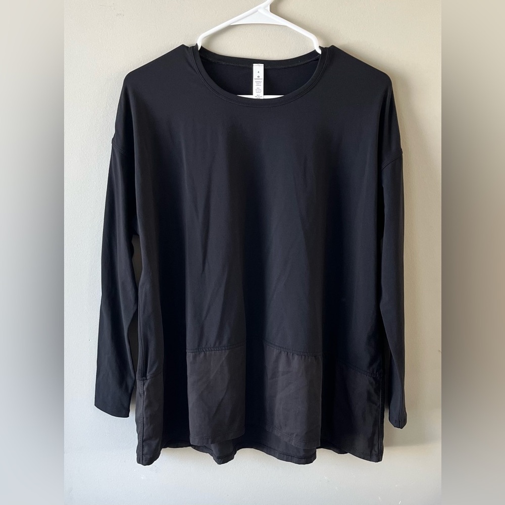 Lululemon Ease of Mind Long Sleeve Top Black Size 4 Oversized Fit - athleisure